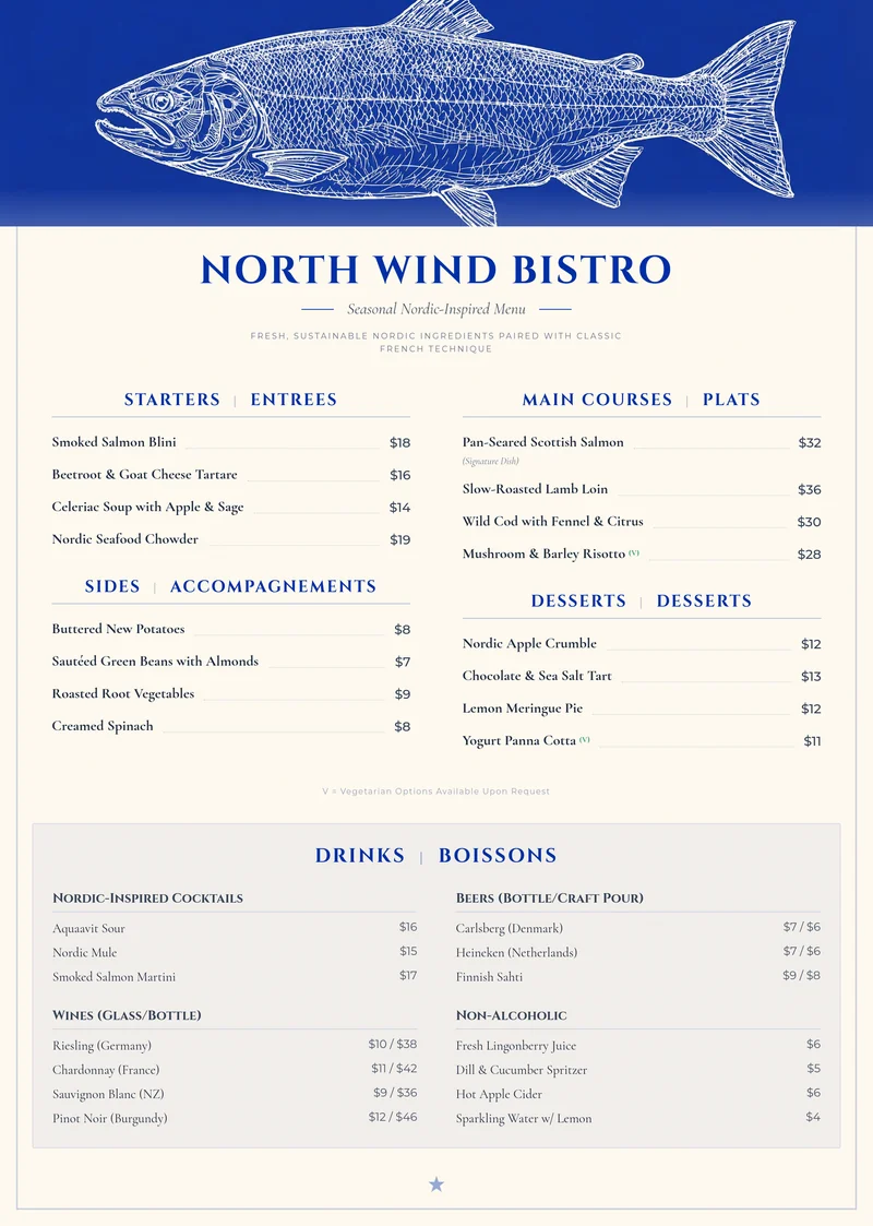 Restaurant Menu design example